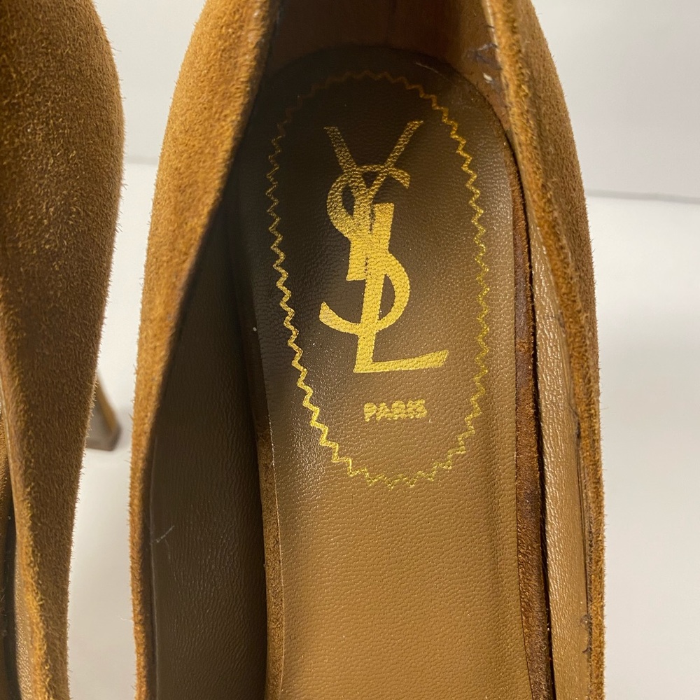 YSL Yves Saint Laurent tribtoo Suede Pumps Heels brown 36.5 - Picture 5 of 11